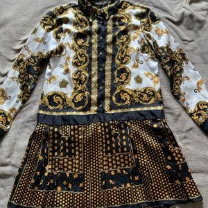 NWOT Zara Satin Pleated Shirt Dress